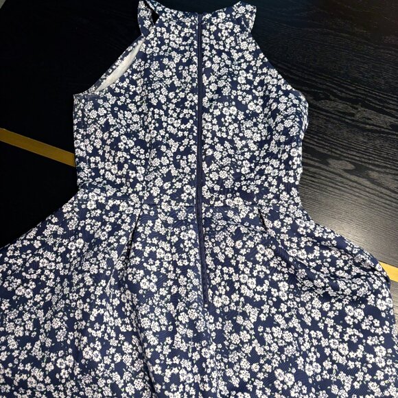 Copper Key Fit & Flare Bare Shoulder Dress Size Small Navy/White EUC - Picture 5 of 6